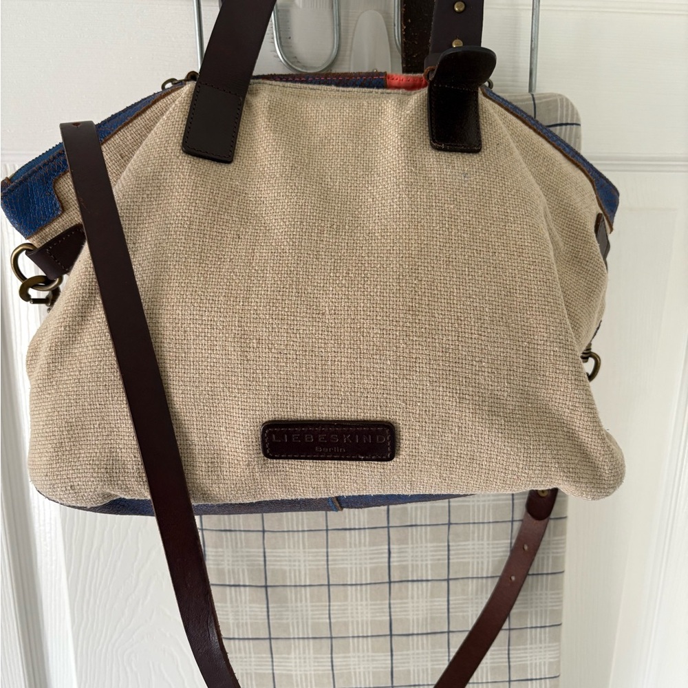 Liebeskind Beige and Blue Canvas Bag